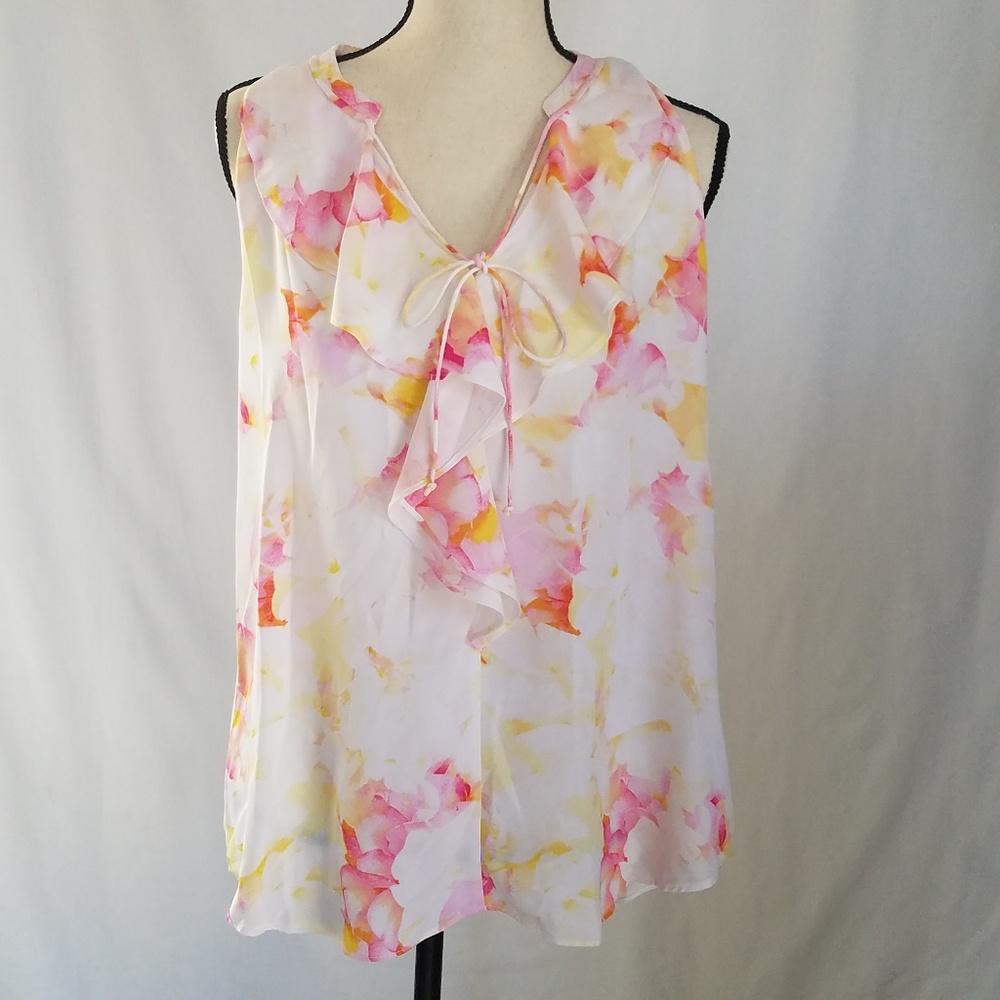 H.P🎉Zac & Rachel sleeveless ruffle blouse Size L.